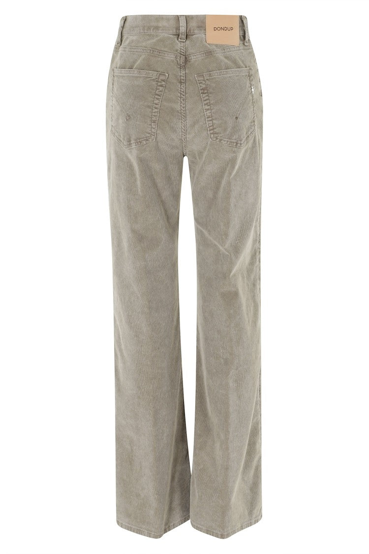 Dondup Amber Sage Stretch Cotton Corduroy Wide-Leg Pants