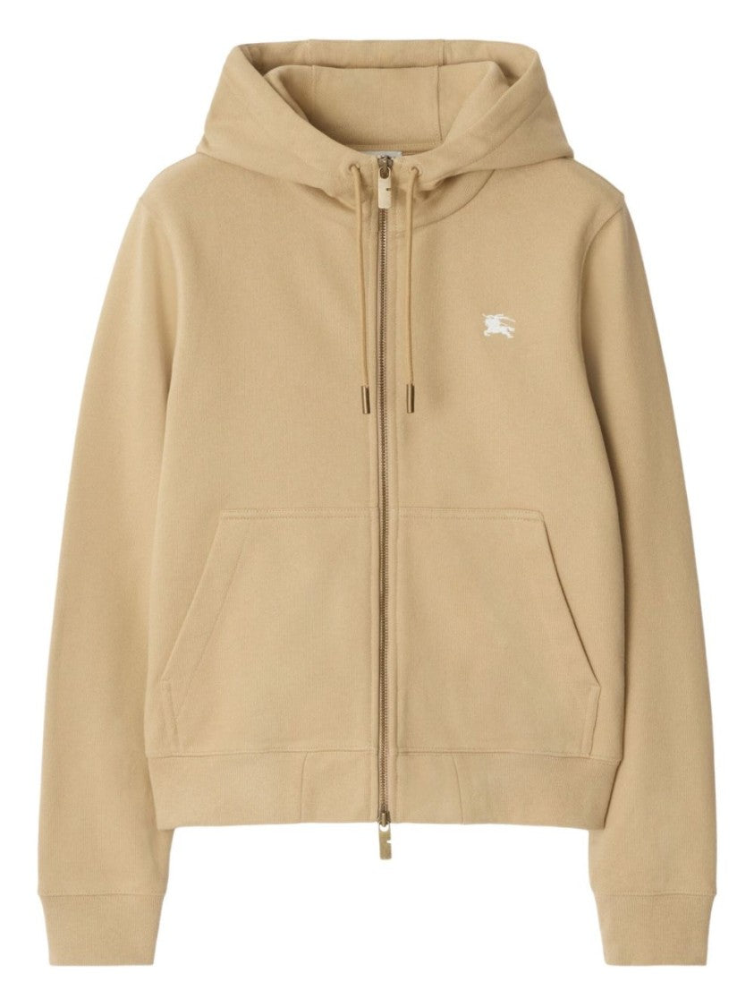 Burberry Front-Zip Hoodie With Spacious Hood