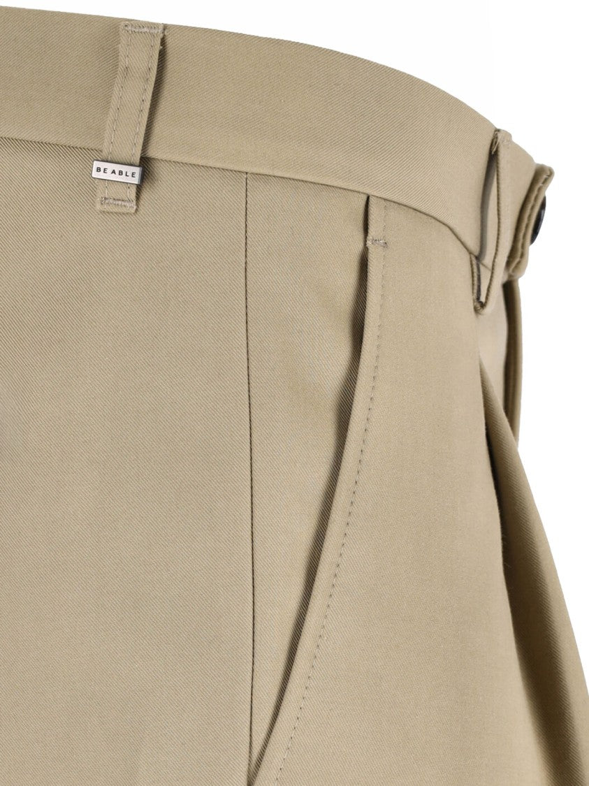 Be Able Beige Tailored Cotton Straight-Leg Pants