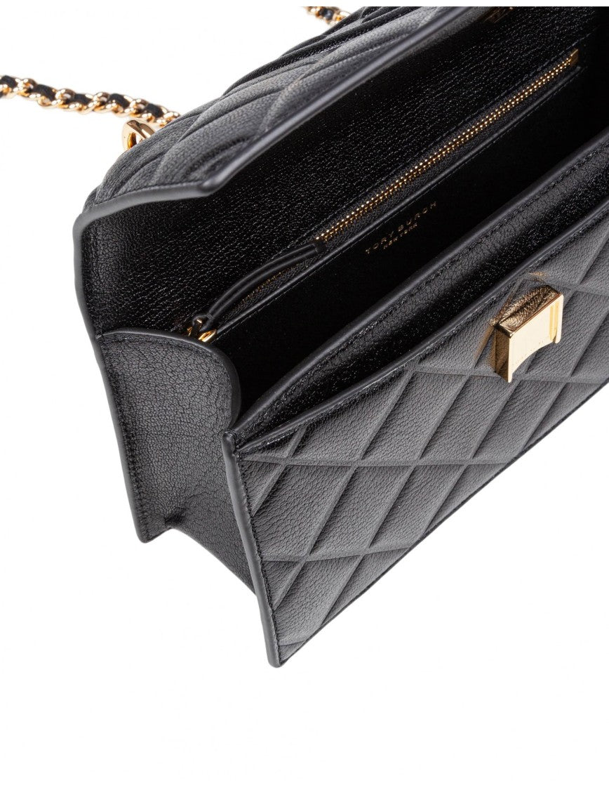 Tory Burch Fleming Small Leather Crossbody Bag Color Black