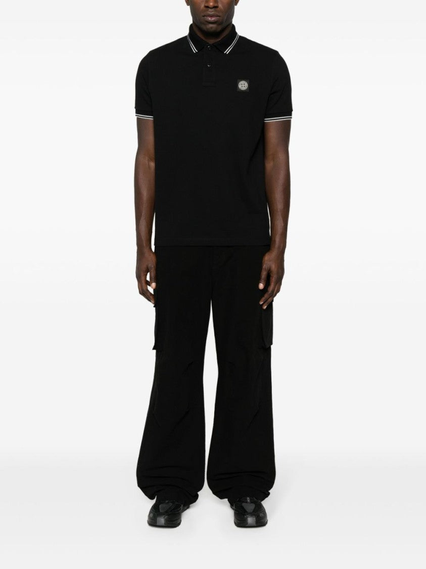 Stone Island Classic Ribbed Collar Polo Shirt With Iconic Branding
