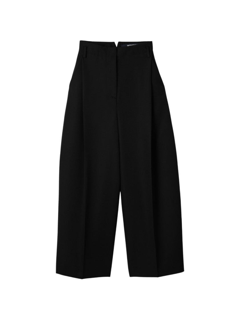 Jacquemus Wide-Leg Cropped Trousers With Tailored Pleats And High Waist