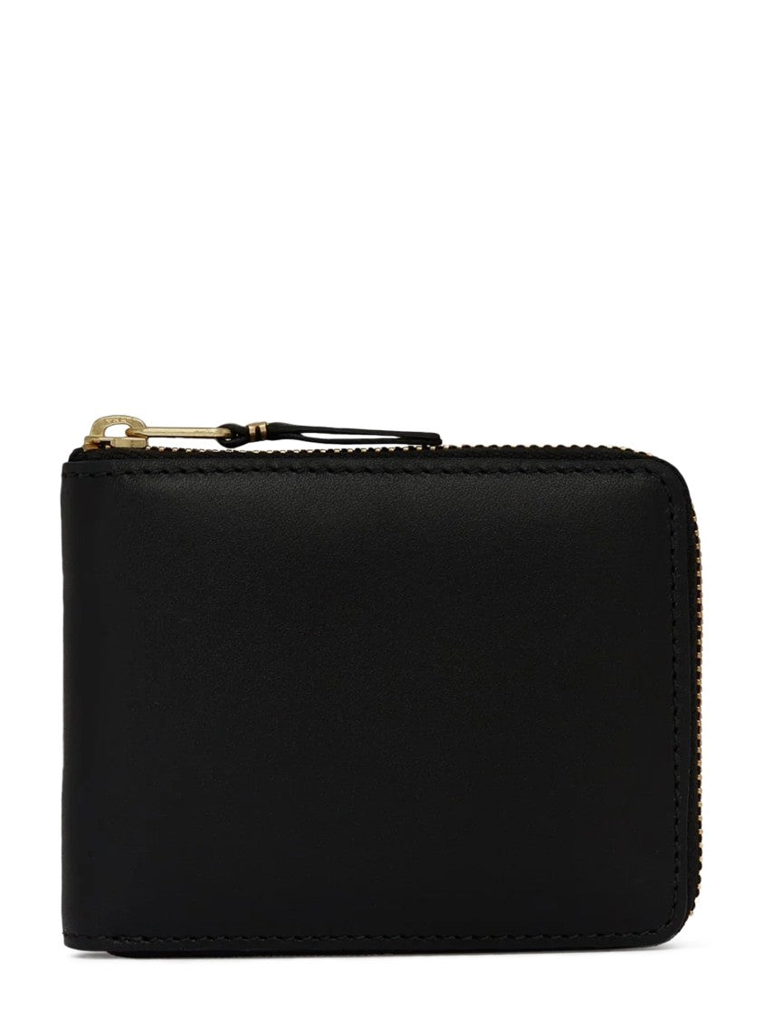 Comme Des Garçons Rectangular Black Calf Leather Wallet With Gold-Tone Zipper