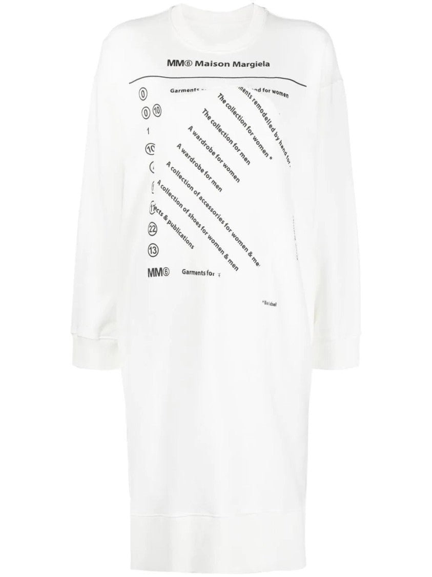Mm6 By Maison Margiela Relaxed-Silhouette White Midi Dress With Graphic Print
