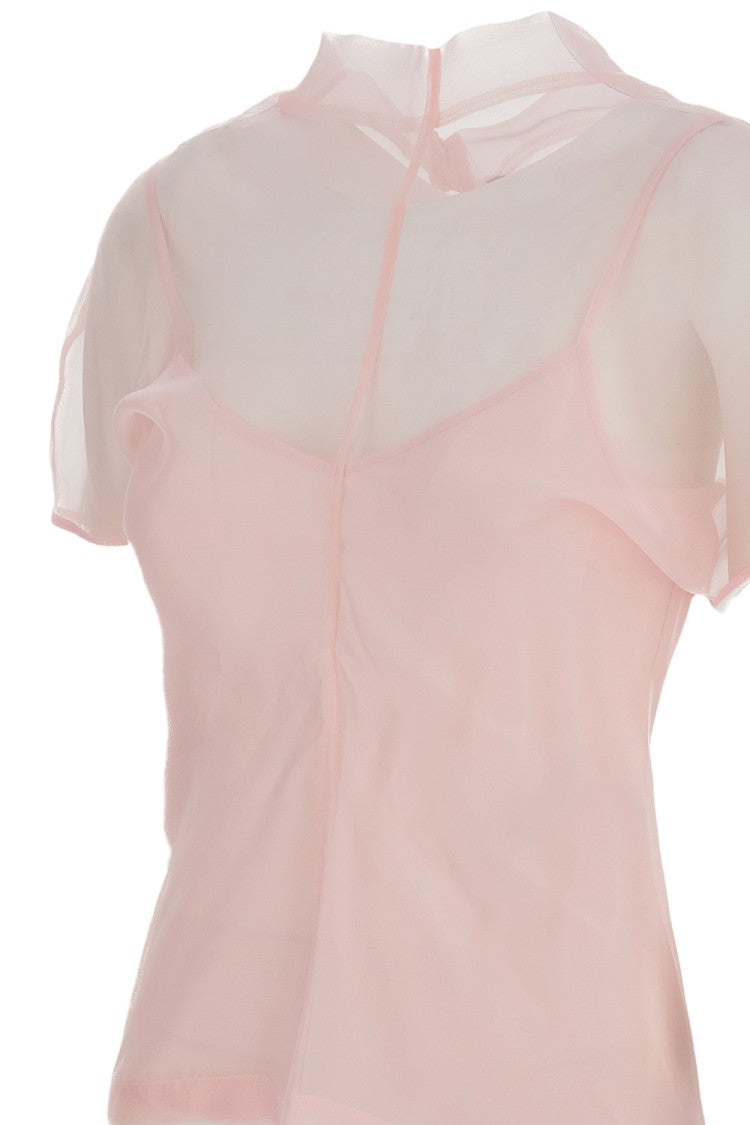 Federica Tosi Sheer Silk Organza Blouse With High Neck