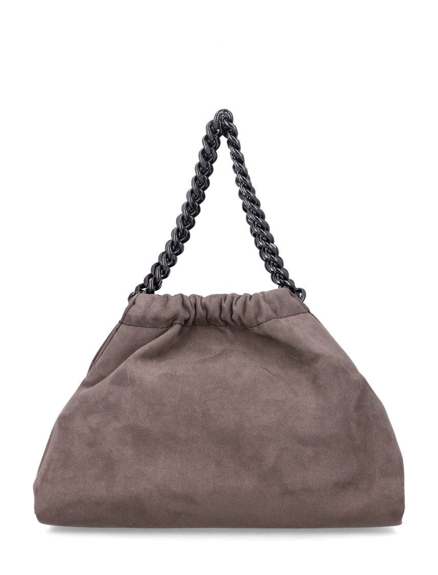 Stella Mccartney Falabella Mini Drawstring Bag With Signature Ruthenium Chain