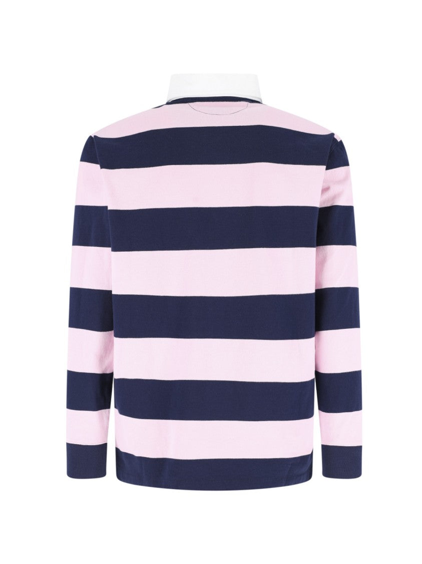Polo Ralph Lauren Pink/Navy Wide Stripe Rugby Polo