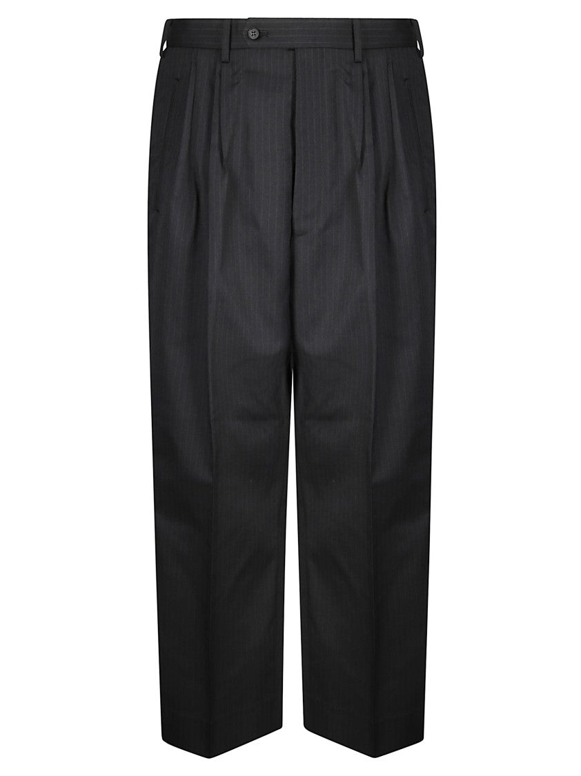 Comme Des Garçons Wide-Leg Pinstripe Trousers With Pleats