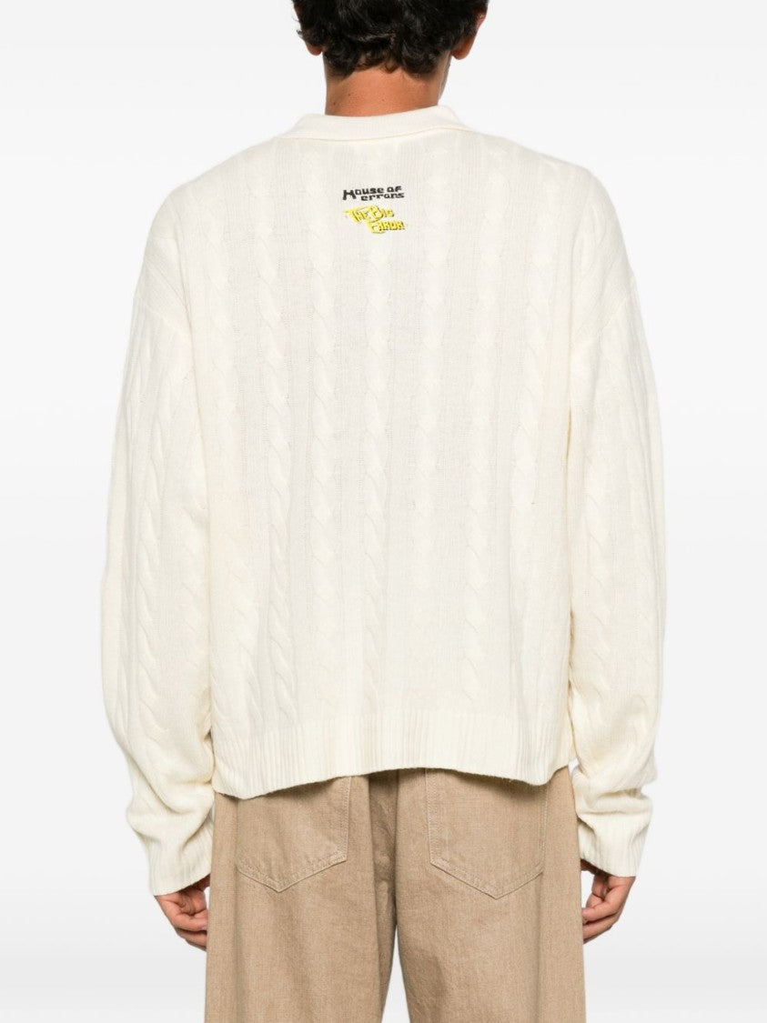 House Of Errors Graphic Car Cable Knit Wool Sweater