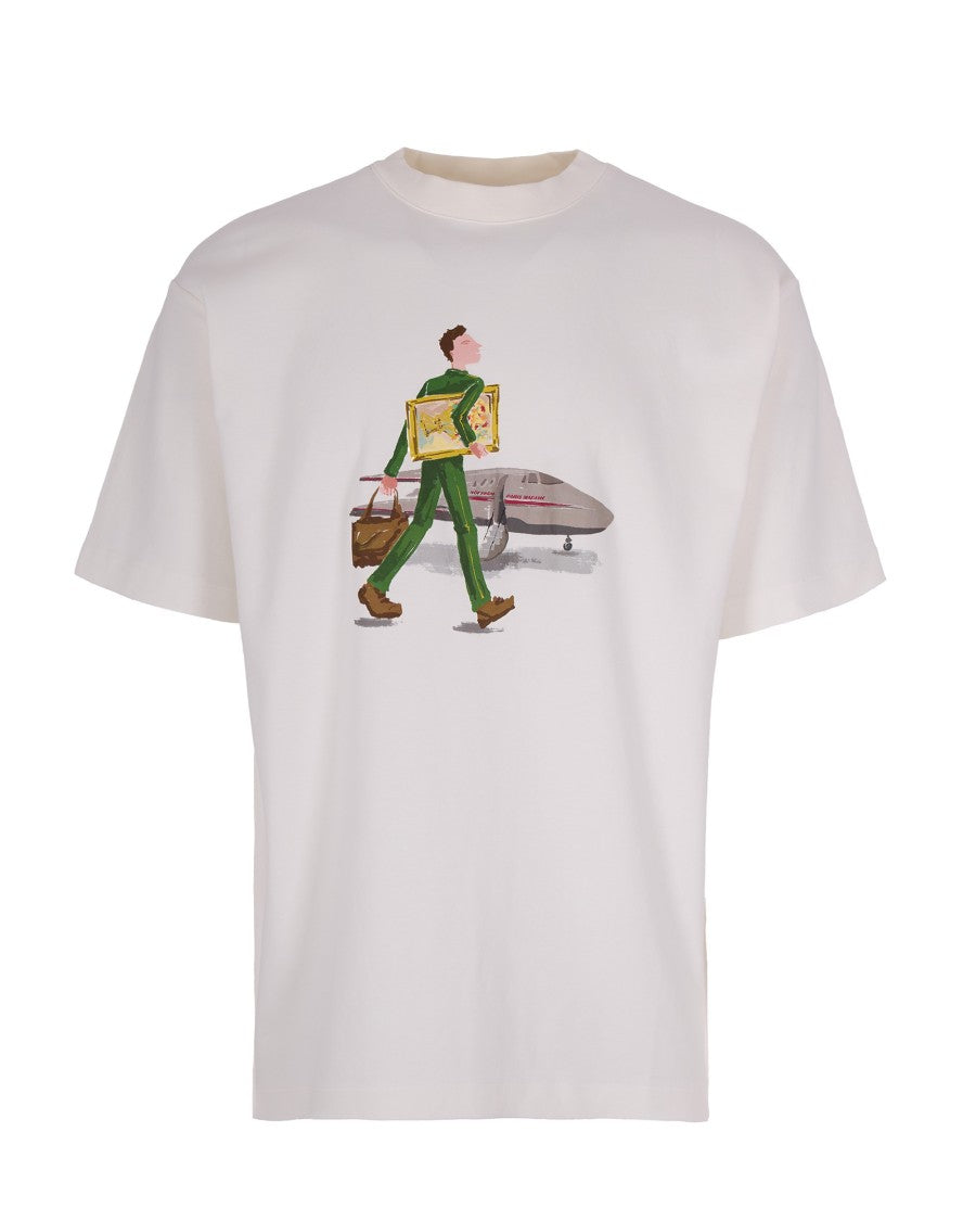 Drôle De Monsieur Ribbed Crew Neck Graphic T-Shirt