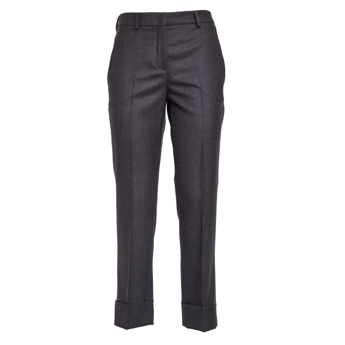 Incotex Tailored Grey Wool Trousers With Cuffed Hem