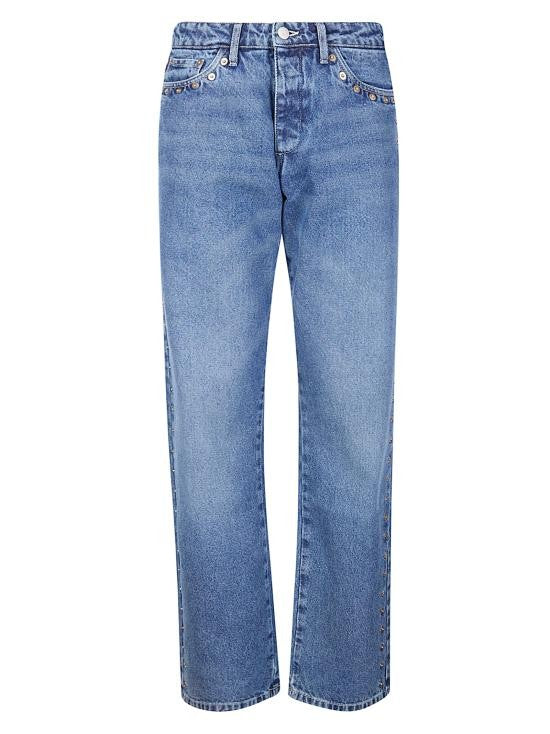 Paloma Wool Mid-Rise Straight-Leg Denim Pants With Unique Rivet Accents