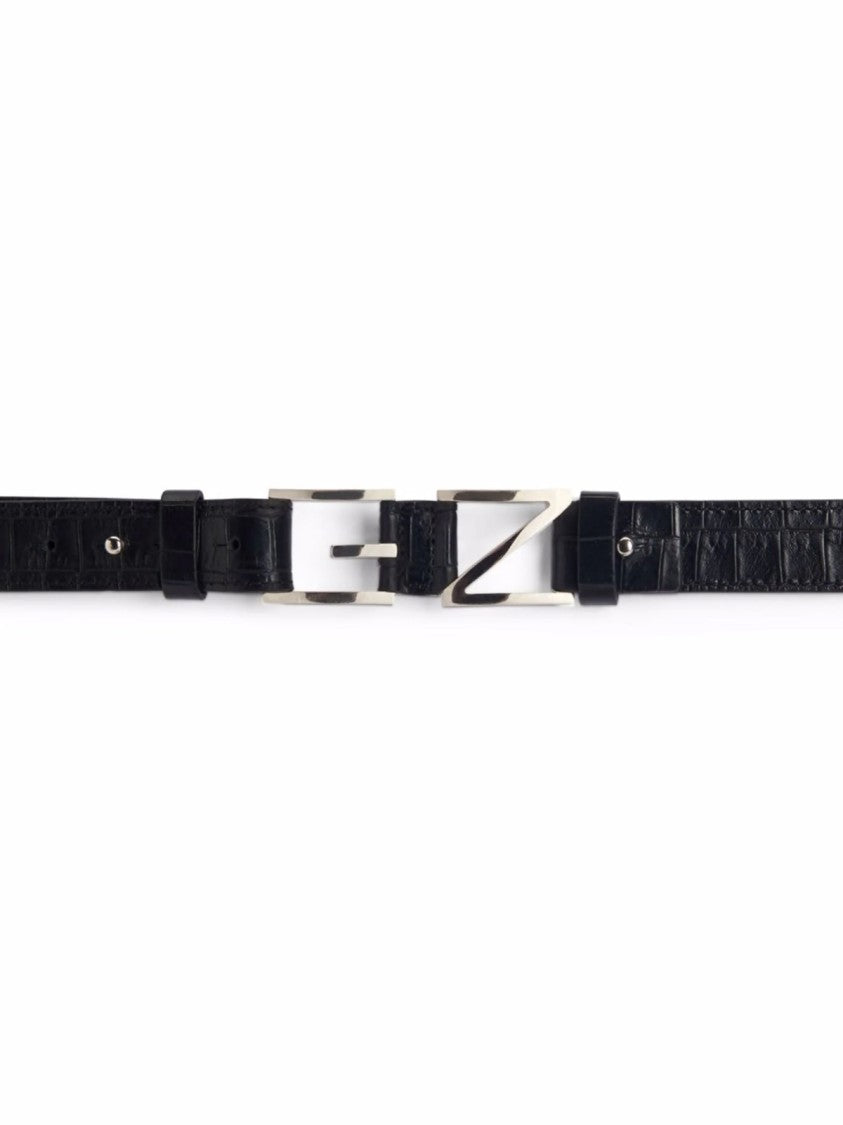 Giuseppe Zanotti Croc-Effect Gz Block Logo Belt