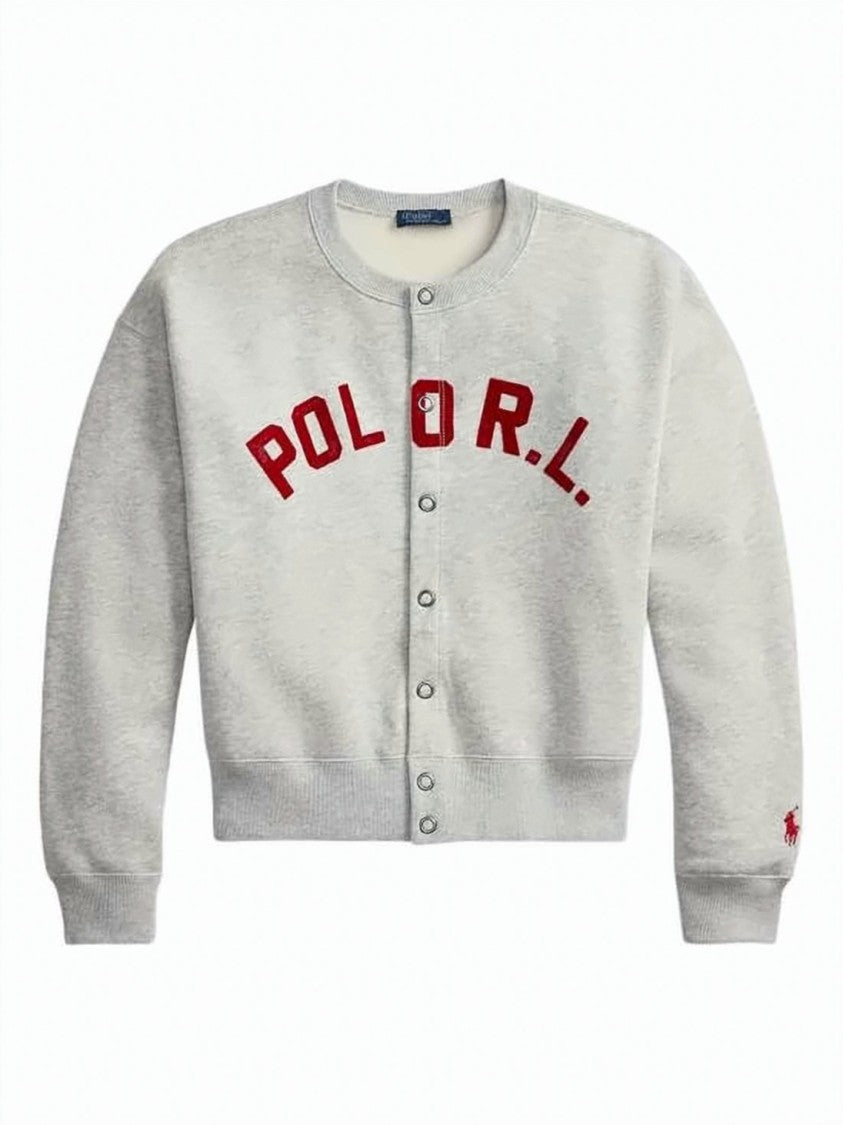 Polo Ralph Lauren Grey Arched Logo Cropped Cotton Sweatshirt