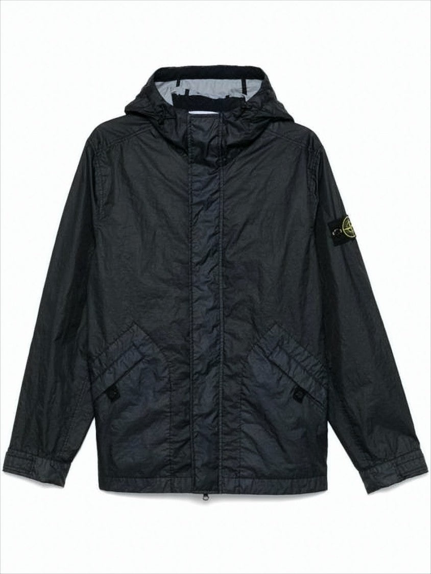 Stone Island Crinkled Texture Hooded Jacket