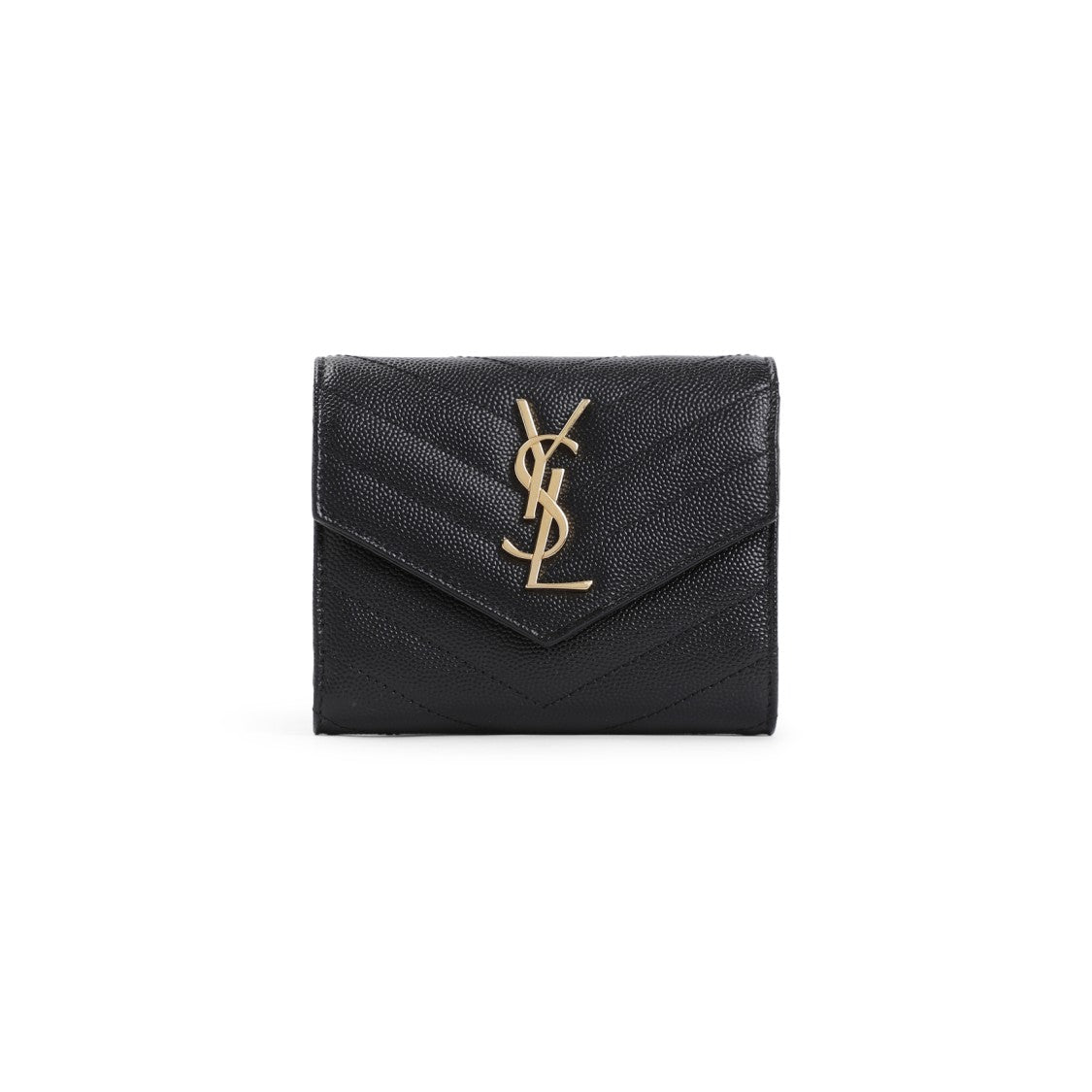 Saint Laurent Chevron Quilted Black Matelassé Leather Wallet
