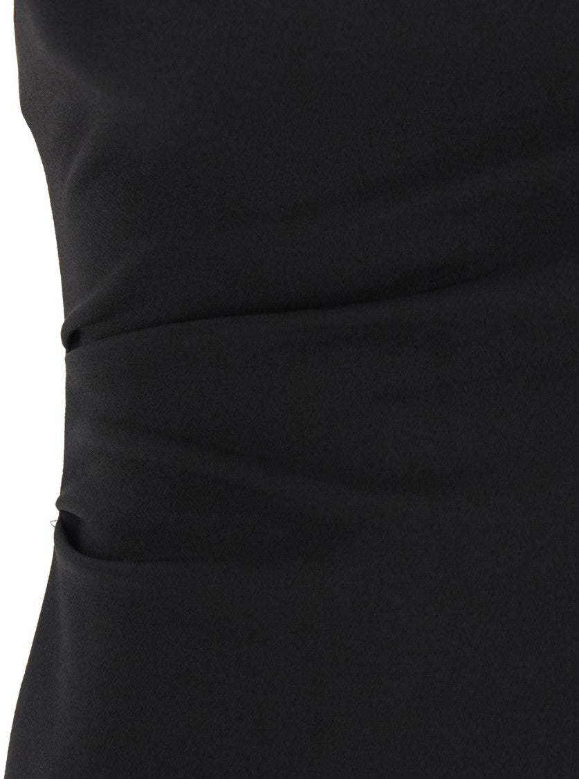 Plain Black Bustier Dress With Slit