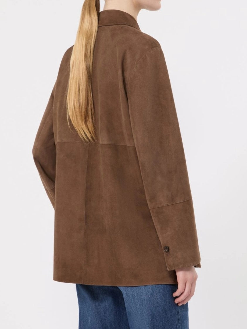 Max Mara Brown Smmgocce Suede Boxy Jacket