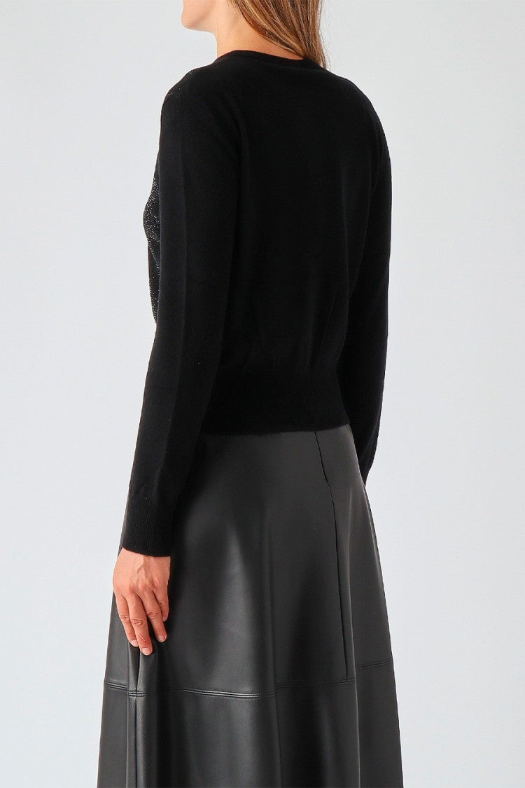 Max Mara Black Mstgiovane Diamond-Pattern Wool-Blend Cardigan