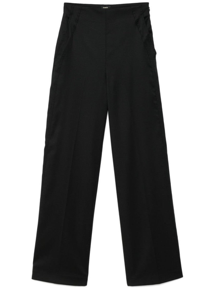 Pinko Wide Leg Trousers With Smooth Finish