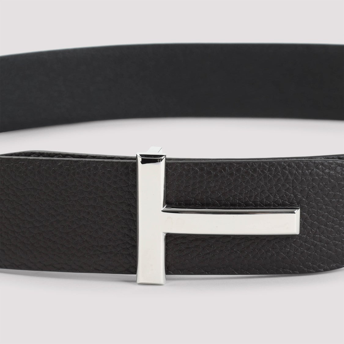 Tom Ford Brown Black Grained Calf Leather Belt
