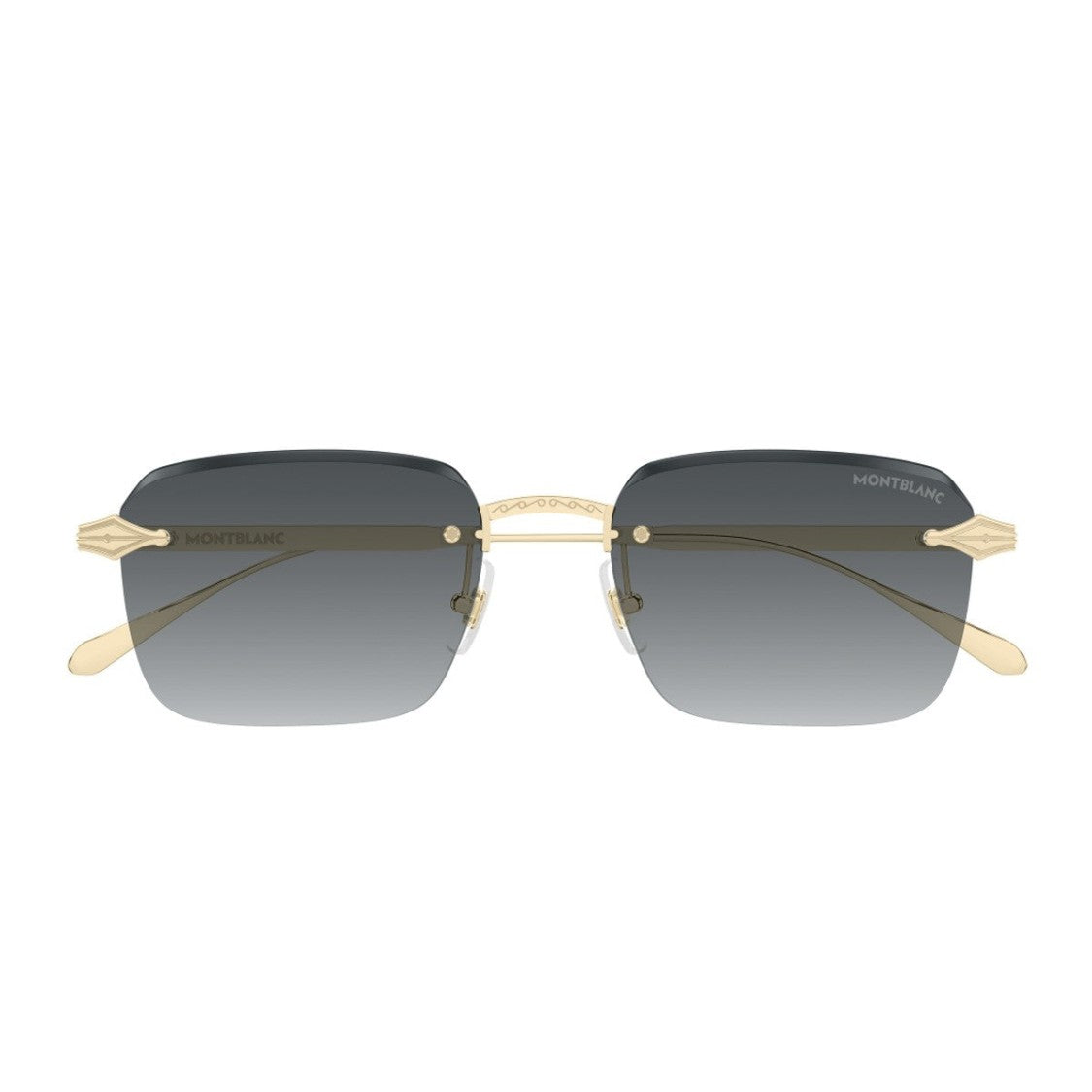 Montblanc Gold Nib Rimless Rectangular Sunglasses