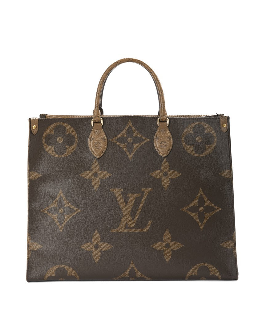 Louis Vuitton Brown Monogram Reverse Onthego Gm Canvas Tote Bag