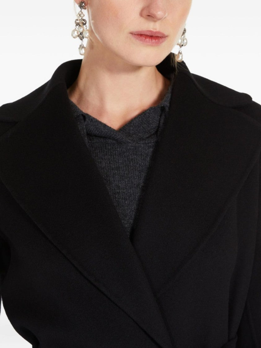 Max Mara Double Draped Black Wrap Coat