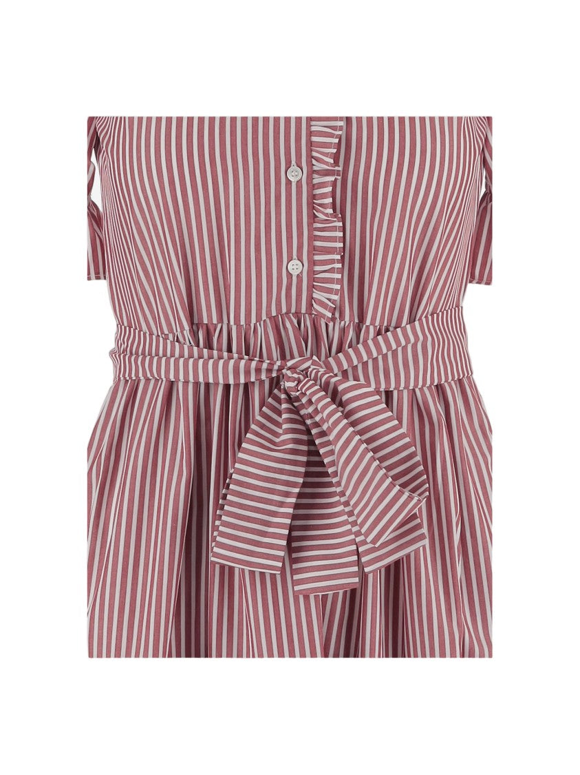 F.It Striped Cotton Dress With Ruffle Collar