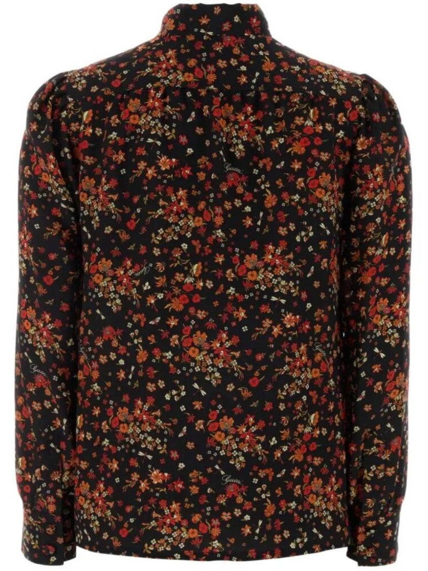 Gucci Black Shirt Floral Top