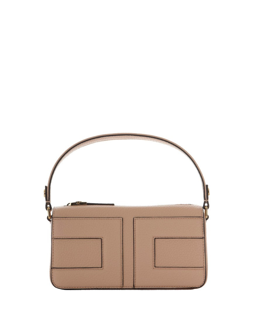 Elisabetta Franchi Small Tote Bag With Embossed Logo In Nude