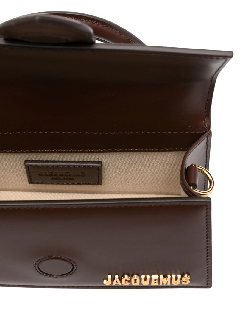 Jacquemus Structured Brown Leather Tote Bag With Gold Logo Detail