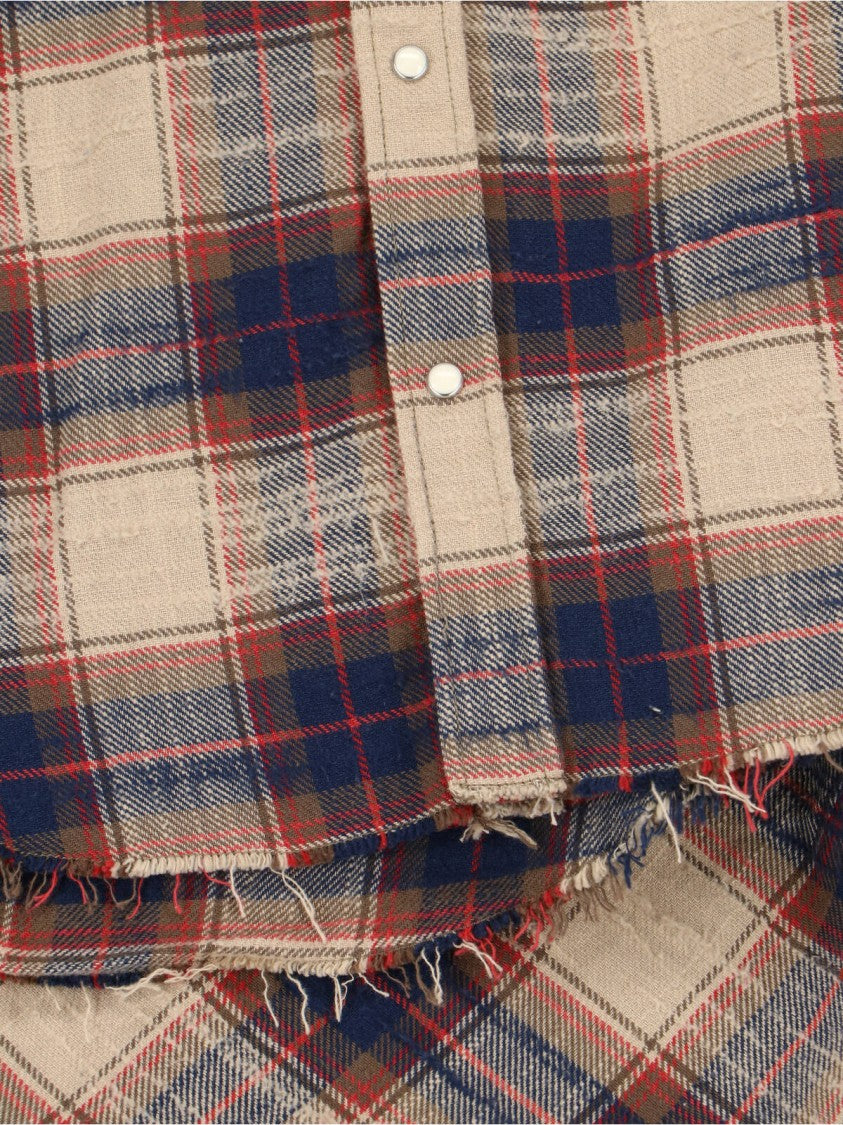 Dsquared2 Multicolor Check Cotton Shirt With Classic Collar