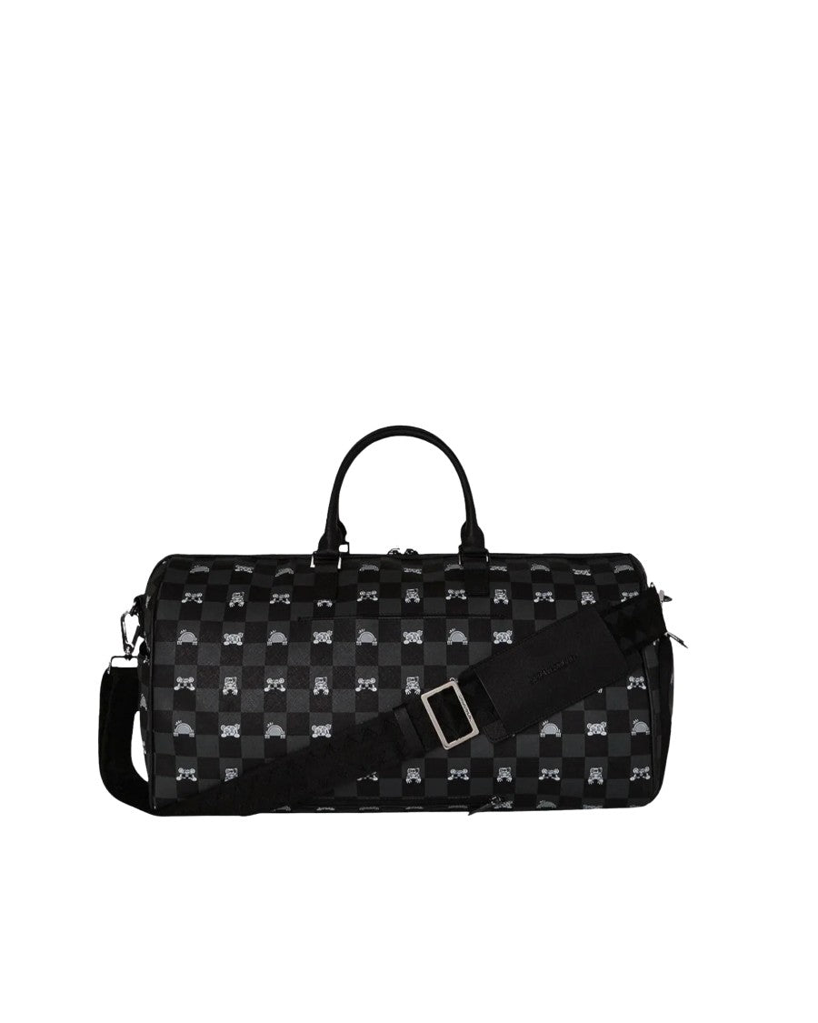 Sprayground Cylindrical Eco Leather Duffle Bag With Shark Graphic