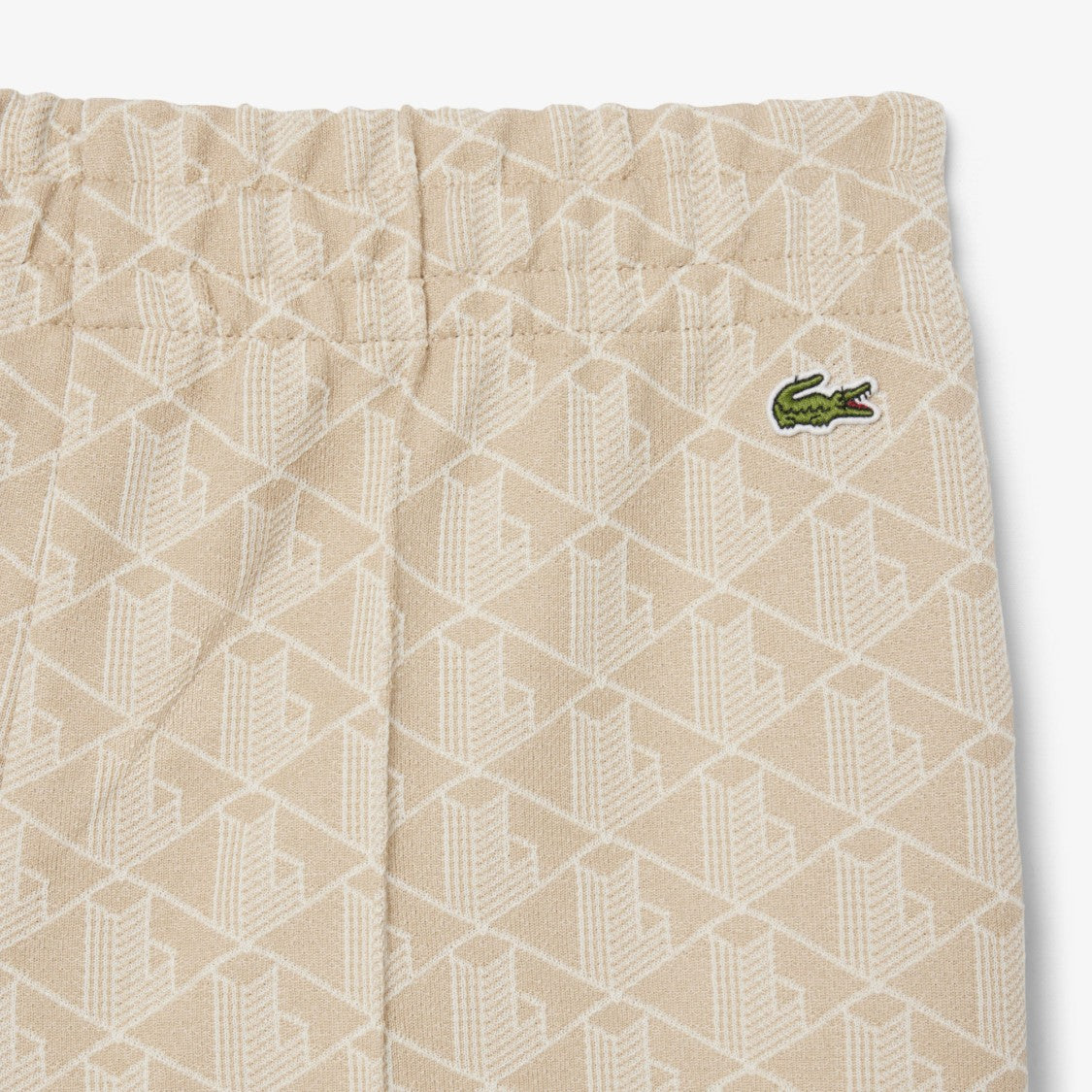 Lacoste Beige Knit Wide-Leg Pants With Geometric Pattern