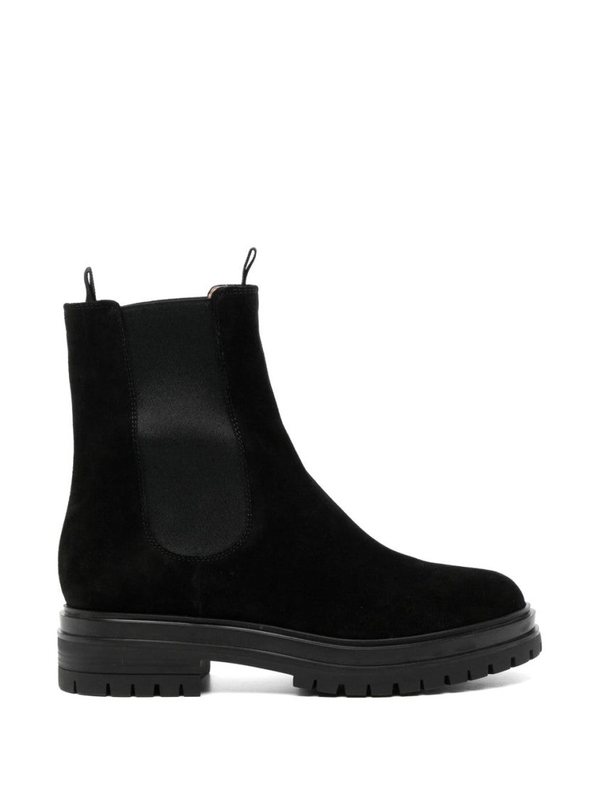 Gianvito Rossi Black Suede Leather Elastic Chunky Sole Boots