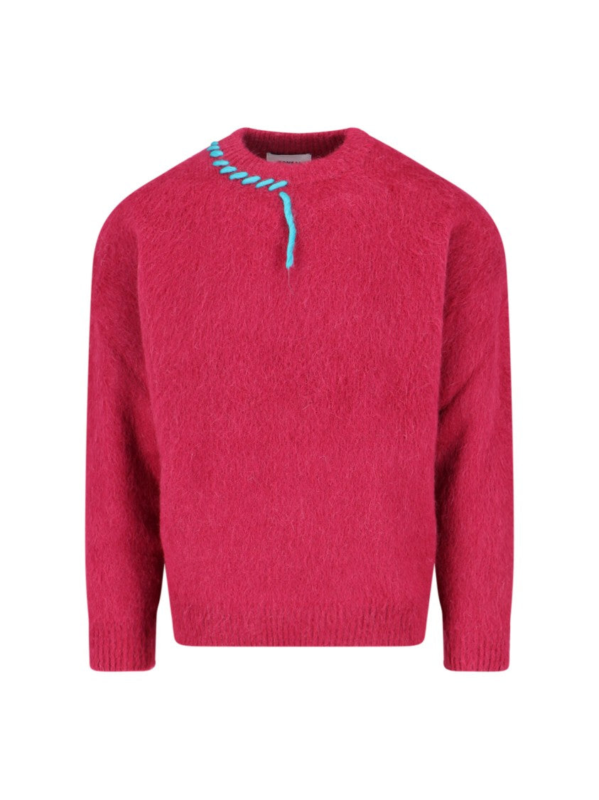 Bonsai Mohair-Blend Sweater – Red With Embroidery