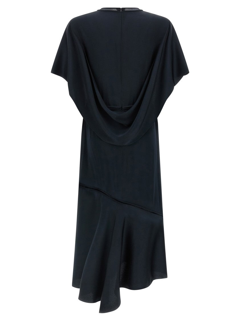 Fabiana Filippi Silk-Effect Midi Dress With Ruffle Sleeves And Cut-Out Details