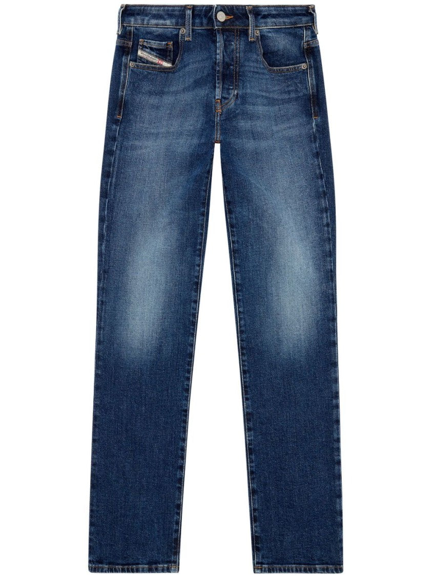 Diesel Mid-Rise Straight-Leg Jeans With Faded Wash And Whiskering