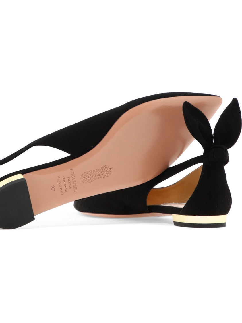 Aquazzura Bow Tie Ballet Flats With Velvet Upper