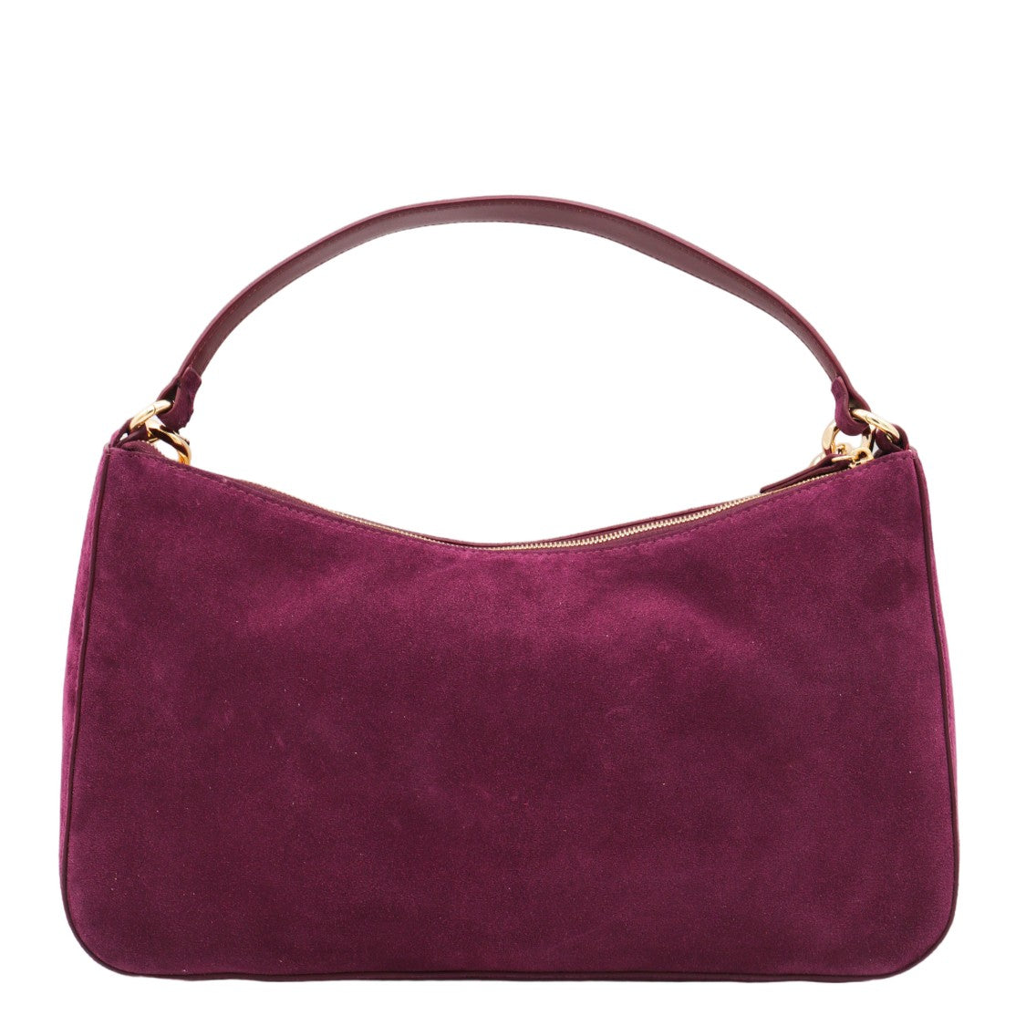 Twin-Set Burgundy Suede Bag With Gold Chain Detail