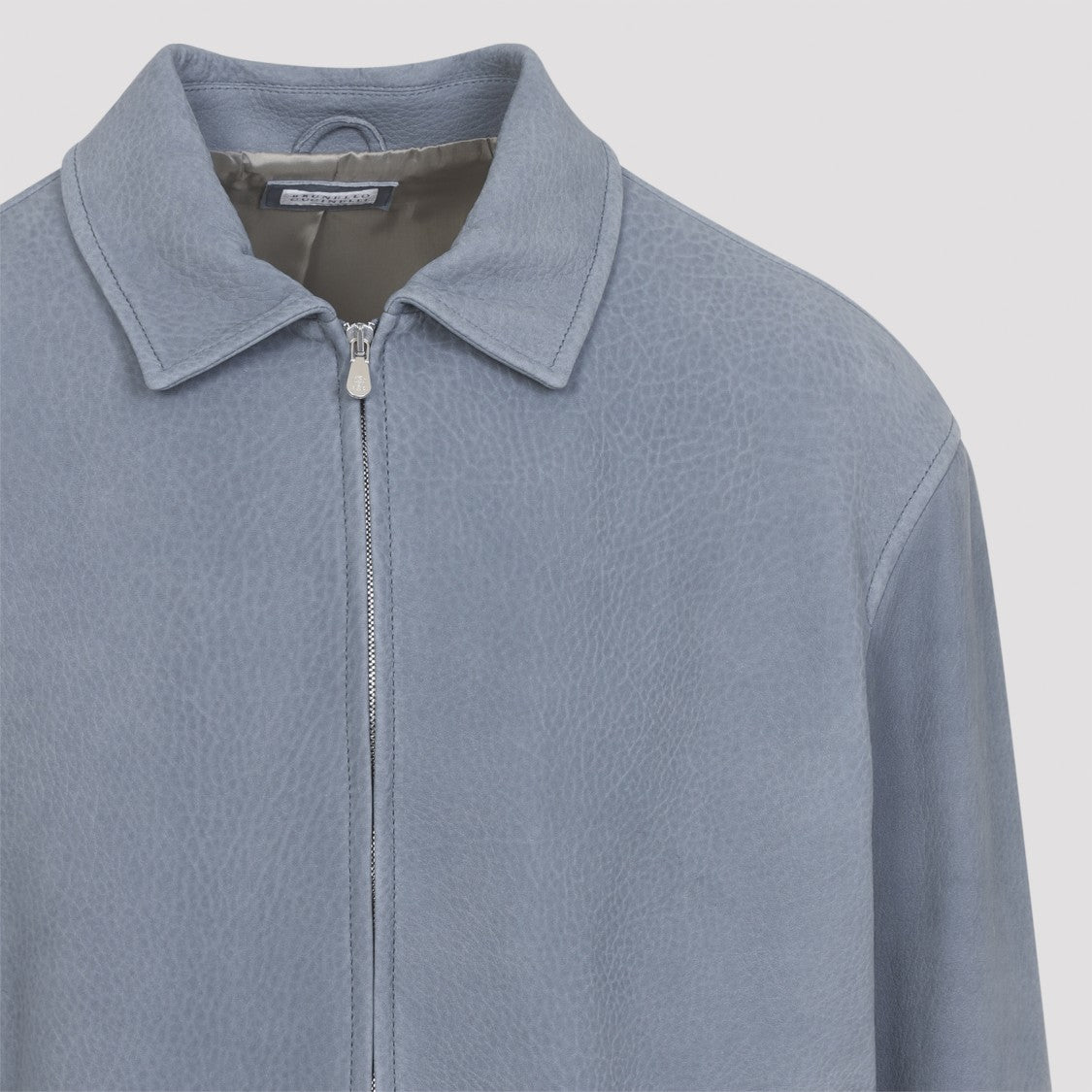 Brunello Cucinelli Leather Jacket With Classic Collar