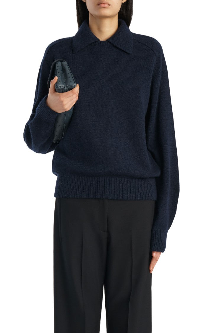 Khaite Navy Blue Wool-Blend Jackson Sweater
