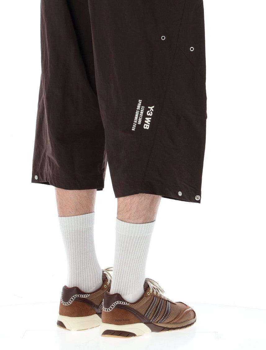 Adidas X Y-3 Brown Rip Knee-Length Elastic Shorts