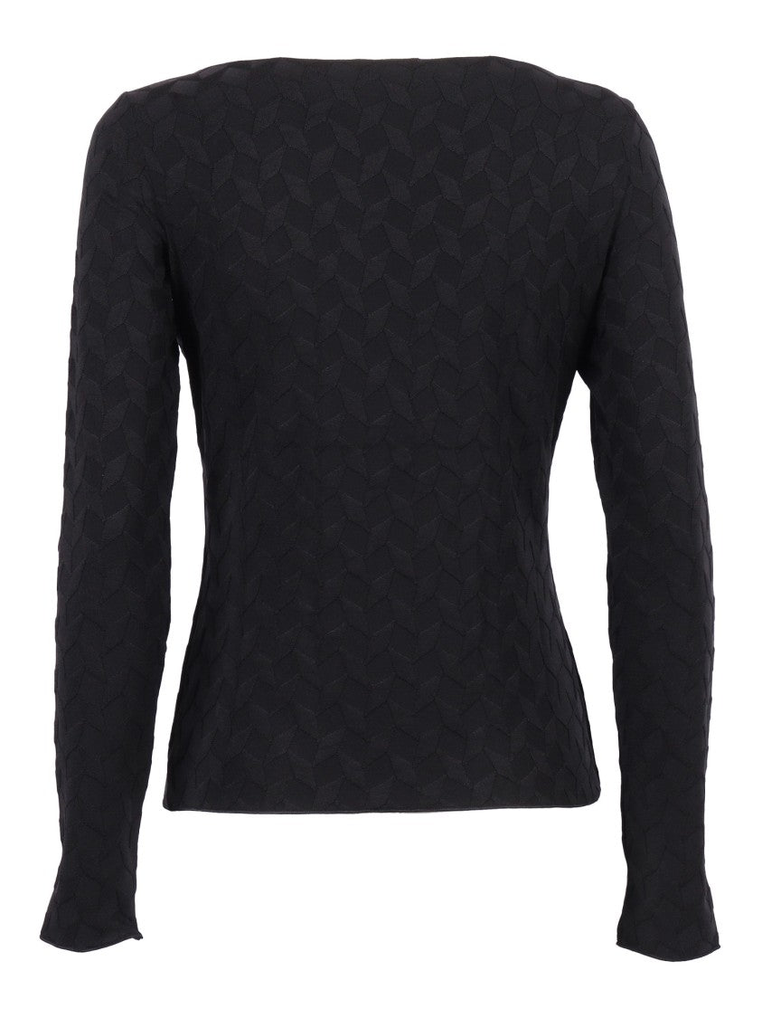 Emporio Armani Textured Black Jumper With Fitted Silhouette