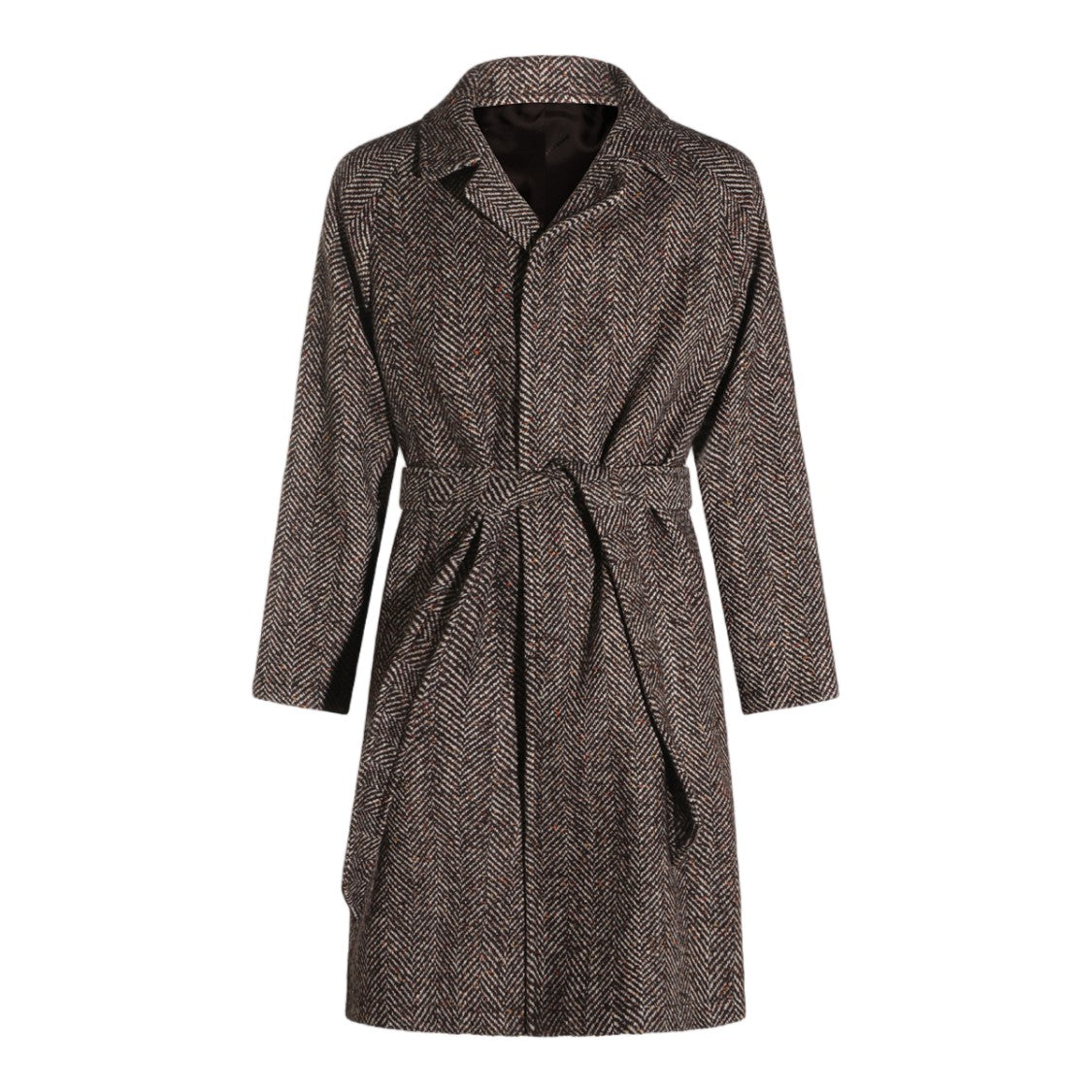 Tagliatore Herringbone Belted Notched Lapel Coat