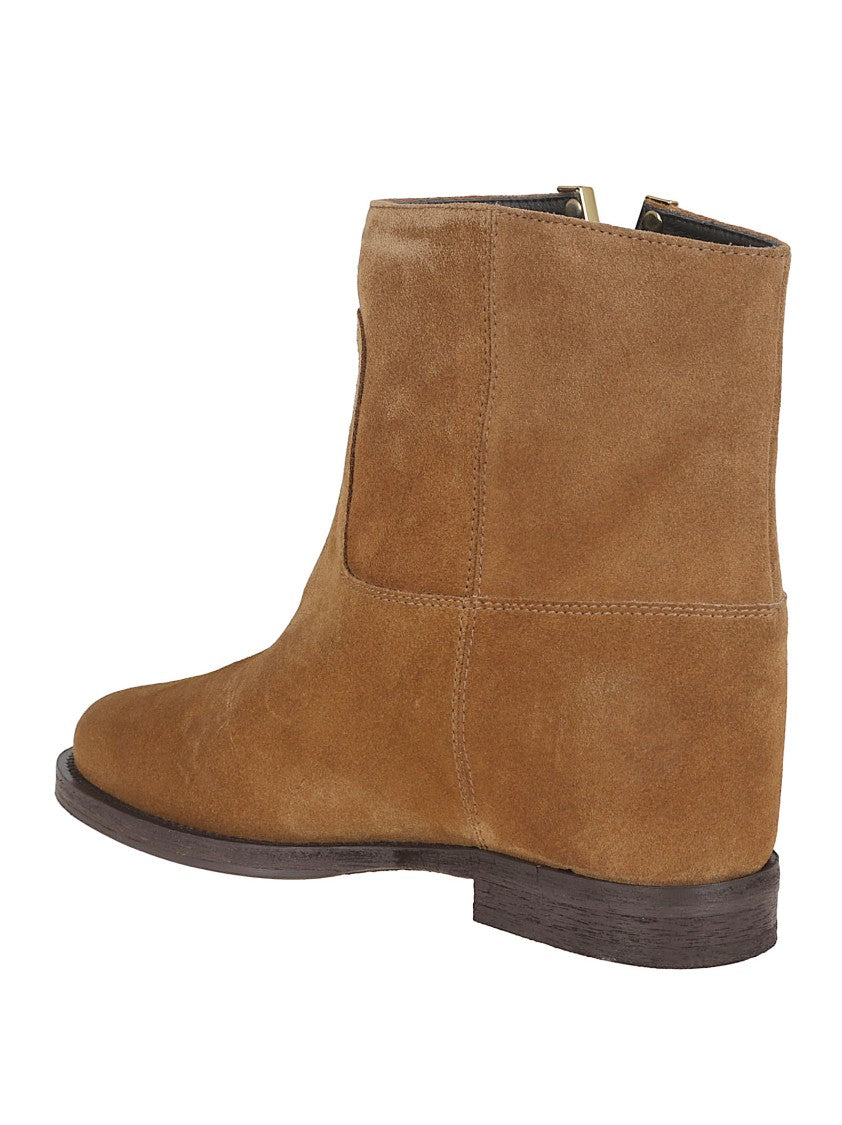 Via Roma 15 Calfskin Ankle Boots With Gold-Tone Plaque