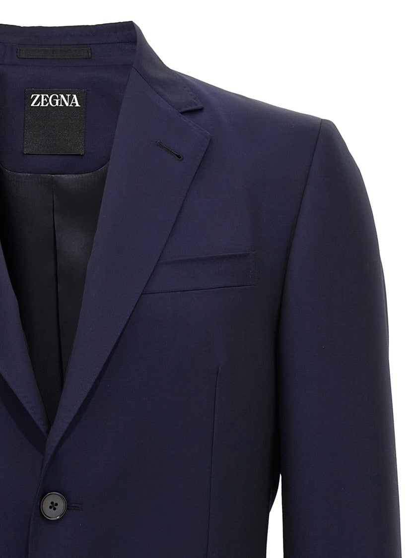 Zegna Tailored Single-Breasted Blazer In Wool And Mohair Blend