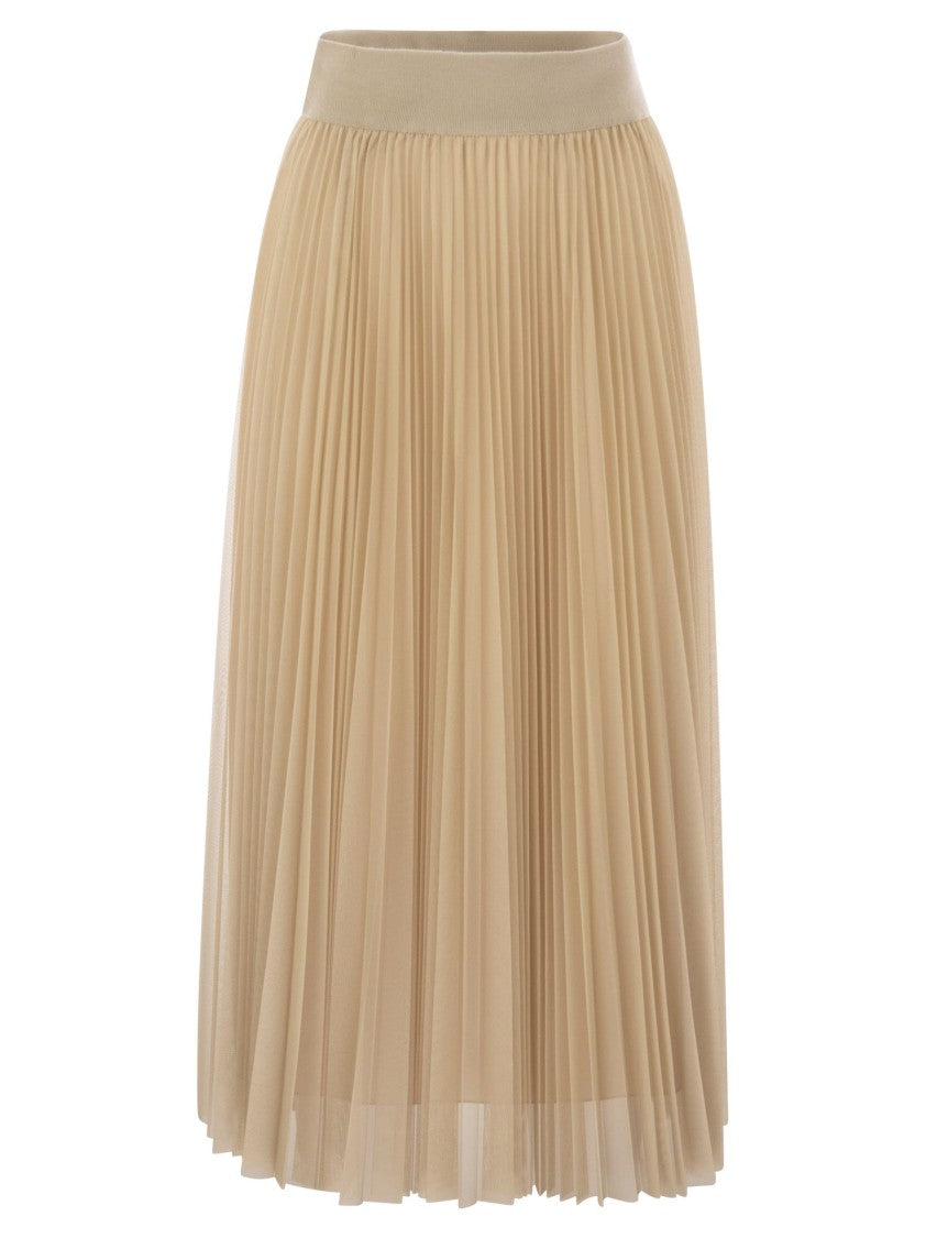 Fabiana Filippi Pleated Tulle Skirt With Knitted Waistband