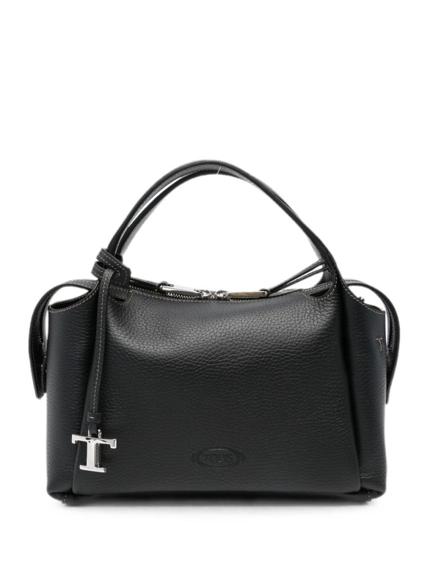 Tod's Black Structured Calfskin Detachable Strap Handbag